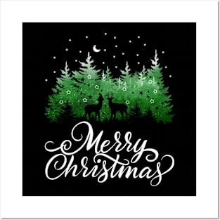 Merry Christmas Deer Pajama Christmas Tree T-Shirt Posters and Art